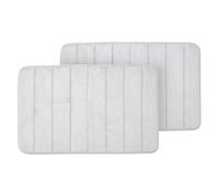 Moonlight Bedding Bath Mat - 2 Pack White Memory Foam Bathmat 40 x 60 cm Non-Slip Bath Mats for Inside Bath, Soft and Cozy Bathroom Mat Highly Absorbent and Washable Mat