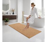 Moonlight Bedding Bath Mat Non Slip Anti Mould - Chenille Shower Mat Beige 60 x 90 cm Super Absorbent Bathroom Mat Machine Washable Extra Soft Fluffy Bathmat