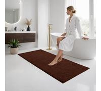 Moonlight Bedding Bath Mat Non Slip Anti Mould - Chenille Shower Mat Brown 60x90 cm Super Absorbent Bathroom Mat Machine Washable Extra Soft Fluffy Bathmat