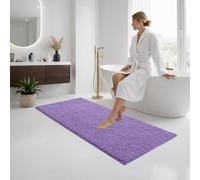 Moonlight Bedding Bath Mat Non Slip Anti Mould - Chenille Shower Mat Lilac 60x90 cm Super Absorbent Bathroom Mat Machine Washable Extra Soft Fluffy Bathmat