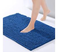 Moonlight Bedding Bath Mat Non Slip Anti Mould - Chenille Shower Mat Navy 50x80 cm Super Absorbent Bathroom Mat Machine Washable Extra Soft Fluffy Bathmat