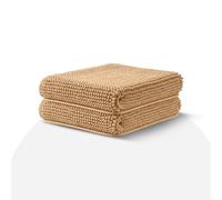 Moonlight Bedding Beige Bath Mat Non Slip Anti Mould - 2 Pack Chenille Bathroom Mat 60x90cm Machine Washable Shower Mat