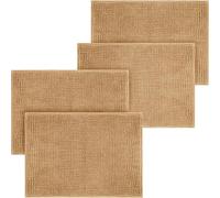 Moonlight Bedding Beige Bath Mat Non Slip Anti Mould (4 pack) - Machine Washable Bath Mats 40x60cm Chenille Bathroom Mat Super Absorbent Extra Soft Fluffy Shower Mat