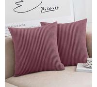 Moonlight Bedding Corduroy Cushions with Covers included Pink Pack of 2 (2 covers, 2 inserts) 45 x 45 cm Decorative Stripe Throw Pillow Cases with Invisible Zipper for Living Room Bed Sofa