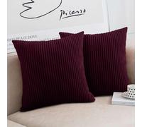 Moonlight Bedding Corduroy Cushions with Covers included Red Pack of 2 (2 covers, 2 inserts) 45 x 45 cm Decorative Stripe Throw Pillow Cases with Invisible Zipper for Living Room Bed Sofa