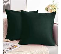 Moonlight Bedding Cushion Covers 45 x 45 cm Dark Green Soft Velvet Square Throw Pillowcases Invisible Zipper 18x18 Inches Pack of 2 Charcoal Cushion Cover for Sofa Couch Chair Bedroom Car