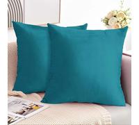 Moonlight Bedding Cushion Covers 45 x 45 cm Teal Soft Velvet Square Throw Pillowcases Invisible Zipper 18x18 Inches Pack of 2 Cushion Cover for Sofa Couch Chair Bedroom Car