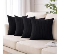 Moonlight Bedding Cushions with Covers included 45 x 45 cm Pack of 4 (4 covers, 4 inserts) Black Soft Stripe Throw Pillow Cases with Invisible Zipper for sofa bedroom decor