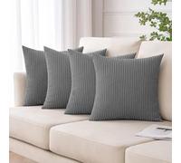 Moonlight Bedding Cushions with Covers included Pack of 4 (4 covers, 4 inserts) 45 x 45 Grey Cushions Stripe Throw Pillow Cases with Invisible Zipper for Living Room Bed Sofa