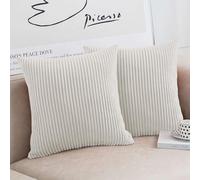 Moonlight Bedding Cushions with Covers included White Pack of 2 (2 covers, 2 inserts) 45 x 45 cm Decorative Stripe Throw Pillow Cases with Invisible Zipper for Living Room Bed Sofa