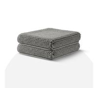 Moonlight Bedding Dark Grey Bath Mat Non Slip Anti Mould - 2 Pack Chenille Bathroom Mat 40x60cm Machine Washable Shower Mat