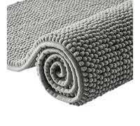 Moonlight Bedding Dark Grey Bath Mat Non Slip Anti Mould - Chenille Shower Mat 50 x 80 cm Super Absorbent Bathroom Mat Machine Washable Extra Soft Fluffy Bathmat