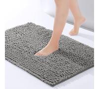 Moonlight Bedding Dark Grey Bath Mat Non Slip Anti Mould - Chenille Shower Mat 50x80 cm Super Absorbent Bathroom Mat Machine Washable Extra Soft Fluffy Bathmat