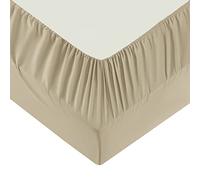 Moonlight Bedding Double Fitted Sheet - 25cm Deep Pockets Ultra Soft Brushed Microfiber Beige Double Fitted Bed Sheets Breathable, Fade Resistant Easy Care Double Bed Sheet (137 x 190 Cm)