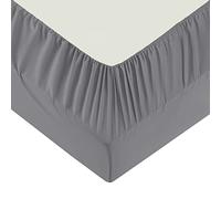 Moonlight Bedding Double Fitted Sheet - 25cm Deep Pockets Ultra Soft Brushed Microfiber Grey Double Fitted Bed Sheets Breathable, Fade Resistant Easy Care Double Bed Sheet (137 x 190 Cm)