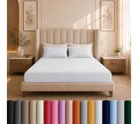 Moonlight Bedding Double Fitted Sheet - 25cm Deep Pockets Ultra Soft Brushed Microfiber White Double Fitted Bed Sheets Breathable, Fade Resistant Easy Care Double Bed Sheet (137 x 190 Cm)