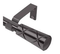 Moonlight Bedding Extendable Metal Curtain Pole With Cylinder Finials-Adjustable Plain Curtain Rod Black Nickel, 63 - 118 Inches)