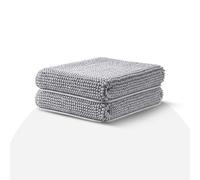 Moonlight Bedding Grey Bath Mat Non Slip Anti Mould - 2 Pack Chenille Bathroom Mat 50x80cm Machine Washable Shower Mat