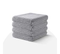 Moonlight Bedding Grey Bath Mat Non Slip Anti Mould (4 pack) - Machine Washable Bath Mats 40x60cm Chenille Bathroom Mat Super Absorbent Extra Soft Fluffy Shower Mat