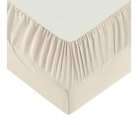 Moonlight Bedding King Size Brushed Polyester Fitted Sheet, 152 x 200 Cm, Cream, Deep Pockets, Hypoallergenic, Easy Care