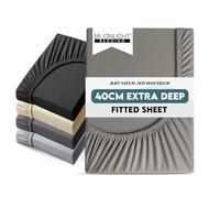Moonlight Bedding King Size Fitted Sheets 40 Cm Extra Deep Pocket Grey Bed Sheets 16 inch Ultra Soft Bottom Sheet Brushed Microfiber Breathable Shrinkage and Fade Resistant