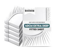 Moonlight Bedding King Size Fitted Sheets 6 Pack 40CM White Bed Sheet with Elastic Corners 16 Inch Extra Deep Pocket Brushed Microfiber Easy Care Breathable Shrinkage Fade-Resistant