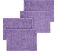 Moonlight Bedding Lilac Bath Mat Non Slip Anti Mould (4 pack) - Machine Washable Bath Mats 40x60cm Chenille Bathroom Mat Super Absorbent Extra Soft Fluffy Shower Mat