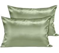 Moonlight Bedding Mint Cooling Satin Pillow Cases 2 Pack - Soft & Smooth Feels Like Silk Pillowcases for Hair and Skin Care