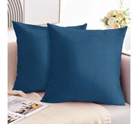 Moonlight Bedding Navy Cushion Covers 45 x 45 cm Pack of 2 Crushed Velvet Cushion Cover 18x18 Inches Throw Pillow Cases Plain Cushion Protectors for Chairs with Invisible Zipper