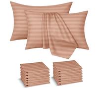 Moonlight Bedding Pillow Cases 12 Pack - Peach Stripe 50x75cm Luxury Pillowcase Brushed Microfiber Hotel Quality Pillow Cover - Super Soft and Breathable Pillow Case