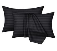 Moonlight Bedding Pillow cases 2 pack - Black Stripe 50x75cm Luxury Pillowcase 100% Microfiber Hotel Quality Pillow Cover - Super Soft and Breathable Pillow Case