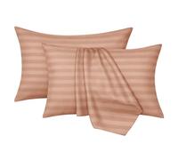 Moonlight Bedding Pillow Cases 2 Pack - Peach Stripe 50x75cm Luxury Pillowcase Brushed Microfiber Hotel Quality Pillow Cover - Super Soft and Breathable Pillow Case