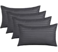 Moonlight Bedding Pillow cases 4 pack - Charcoal Stripe 50x75cm Luxury Pillowcase 100% Microfiber Hotel Quality Pillow Cover - Super Soft and Breathable Pillow Case