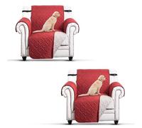 Moonlight Bedding Reversible Chair Covers Pack of 2 Water Resistant Sofa Cover for Living Room 1 Seater Sofa Slipcover Thick Quilted Sofa Protectors from Pets KIds with Elastic Strap (Burgundy/Beige)