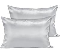 Moonlight Bedding Silver Cooling Satin Pillow Cases 2 Pack - Soft & Smooth Feels Like Silk Pillowcases for Hair and Skin Care