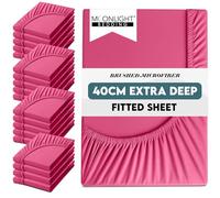 Moonlight Bedding Single Fitted Sheet 20 Pack 40 Cm Extra Deep Pocket Hot Pink Bed Sheets 16 inch Ultra Soft Bottom Sheet Brushed Microfiber Breathable Shrinkage Fade Resistant