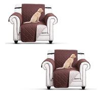 Moonlight Bedding Sofa Cover 1 Seater Pack of 2 Brown - Beige Non Slip Water Resistant Sofa Slipcovers Reversible Quilted Sofa Protectors from Pets/Dogs, Chair Covers with Adjustable Elastic Strap