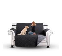 Moonlight Bedding Sofa Cover 2 Seater Water Resistant Sofa Protectors from Pets Reversible Quilted Couch Covers Non-Slip Furniture Slipcovers with Elastic Straps for Kids (Loveseat, Black/Dark Grey)