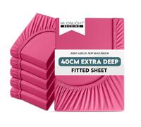 Moonlight Bedding Super King Size Fitted Sheets 6 Pack 40CM Hot Pink Bedsheet with Elastic Corners 16 Inch Bottom Sheet Brushed Microfiber Easy Care Breathable Shrinkage Fade-Resistant