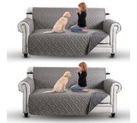 Moonlight Bedding Water Resistant Sofa Cover 3 Seater Reversible Sofa Slipcovers 2 Pack Non Slip Furniture Sofa Protectors from Pets/Dogs, Couch Covers with Elastic Strap (Light Grey/Dark Grey)
