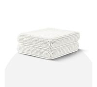 Moonlight Bedding White Bath Mat Non Slip Anti Mould - 2 Pack Chenille Bathroom Mat 60x90cm Machine Washable Shower Mat