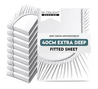 Moonlight Bedding White Double Fitted Sheets 10 Pack 40CM Bed Sheet with Elastic Corners 16 Inch Extra Deep Pocket Brushed Microfiber Hotel Quality Breathable Shrinkage Fade-Resistant Bedsheets