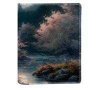 Moonlight by the Lake Replaceable Book Cover, Reusable PU Leather Book Protector, Suitable for 148x210 mm Notebooks