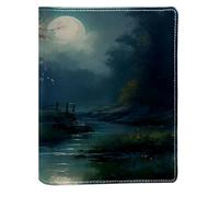 Moonlight by the Lake Replaceable Book Cover, Reusable PU Leather Book Protector, Suitable for 148x210 mm Notebooks