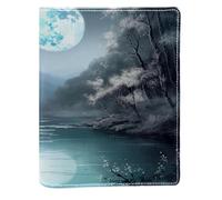 Moonlight by the Lake Replaceable Book Cover, Reusable PU Leather Book Protector, Suitable for 148x210 mm Notebooks