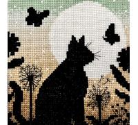 Moonlight Cat Art Cross Stitch Kit - Moonlight Meadow Collection
