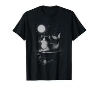 Moonlight Cat Mermaid - Fantasy Kitty Under Stars T-Shirt