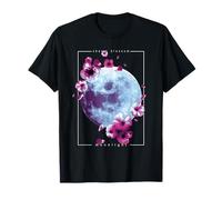 Moonlight Cherry Blossom Aesthetic Vaporwave Glitch Japanese T-Shirt
