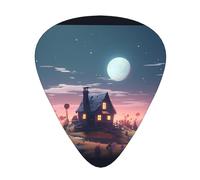 Moonlight Cottage Printed guitar picks - three thicknesses: thin, medium and thick, suitable for electric guitar, bass and ukulele.