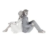 Moonlight Couple Sitting Back to Back Figurine Ornament Joe Davies Silver One Size